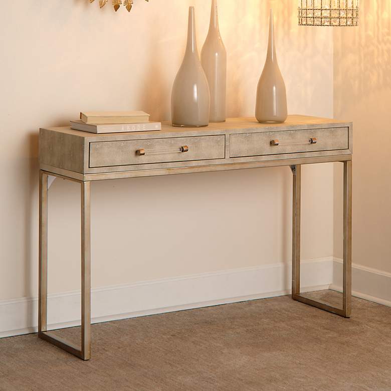 Image 1 Lifestyle by Jamie Young Kain Faux Shagreen Console in Cream