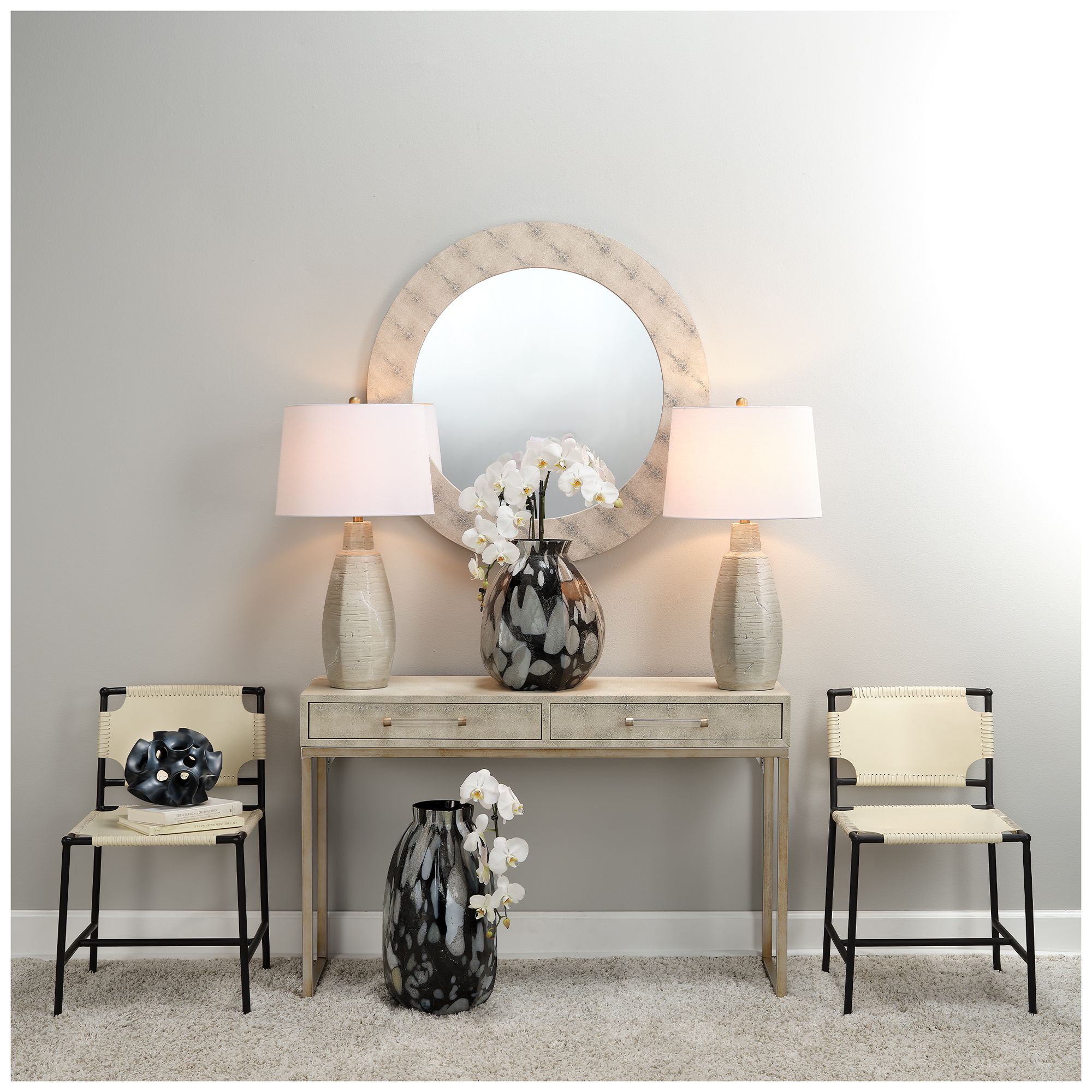 Image 6 Lifestyle by Jamie Young Kain Faux Shagreen Console in Cream more views