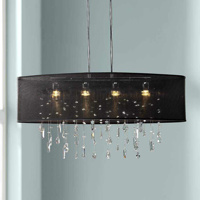 Image 1 Lifestyles 33 inch Wide Oval Large Black Pendant Chandelier