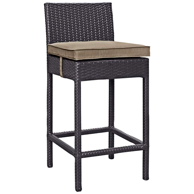 Image 1 Lift 27 1/2" Mocha Fabric Espresso Outdoor Patio Barstool
