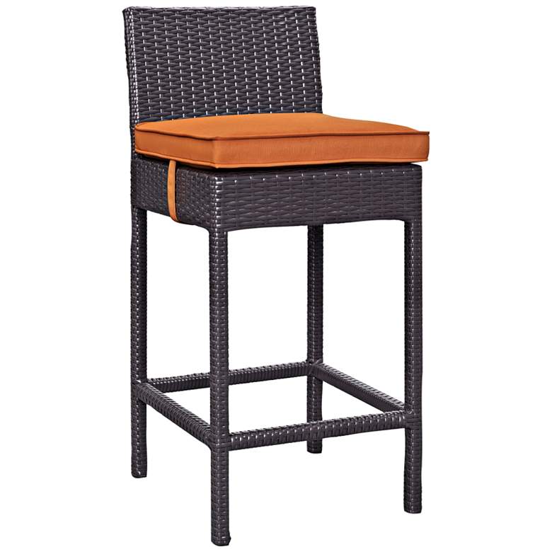 Image 1 Lift 27 1/2" Orange Fabric Espresso Outdoor Patio Barstool