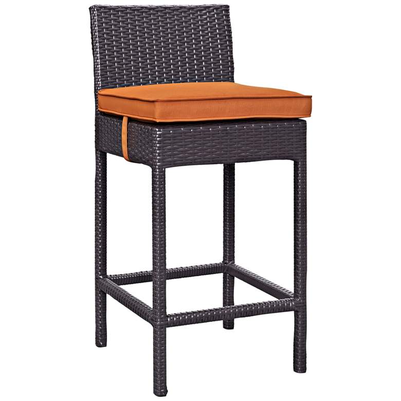 Image 1 Lift 27 1/2 inch Orange Fabric Espresso Outdoor Patio Barstool