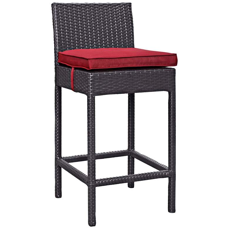 Image 1 Lift 27 1/2 inch Red Fabric Espresso Outdoor Patio Barstool