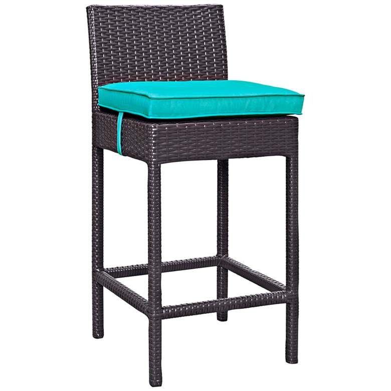 Image 1 Lift 27 1/2" Turquoise and Espresso Outdoor Patio Barstool