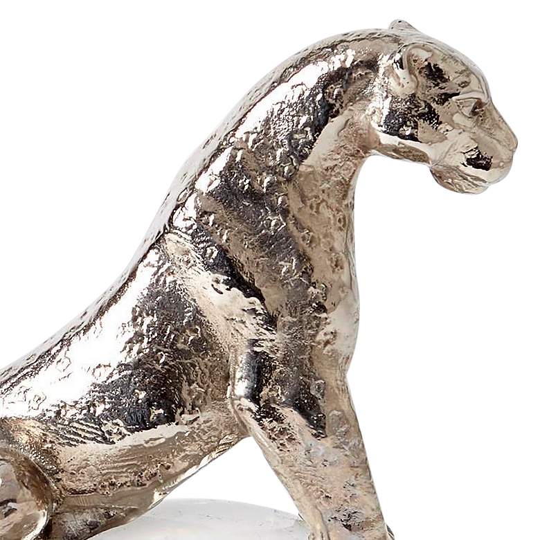 Image 2 Liga 9 3/4"H Nickel Plated Jaguar Figurine with Crystal Base more views