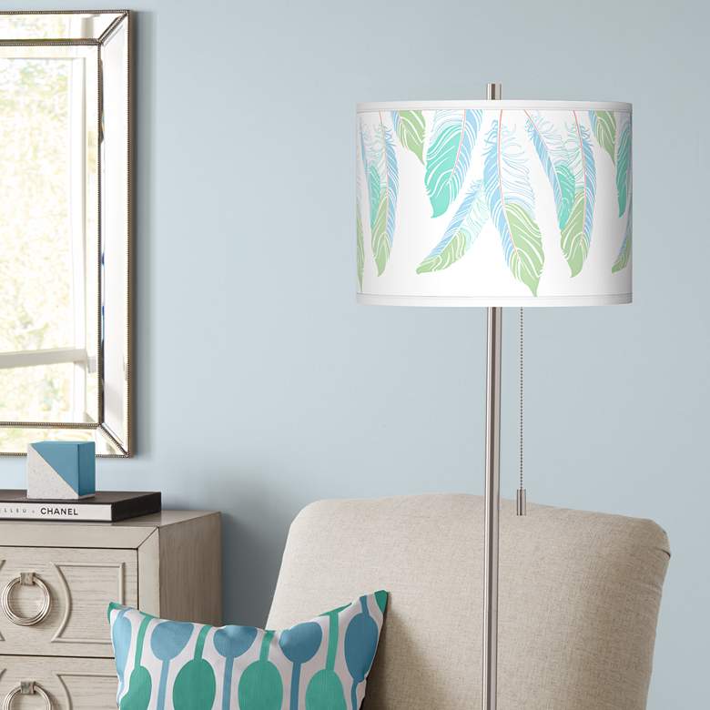 Image 1 Light as a Feather Brushed Nickel Pull Chain Floor Lamp