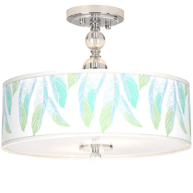 Image 1 Light as a Feather Giclee 16"W Semi-Flush Ceiling Light