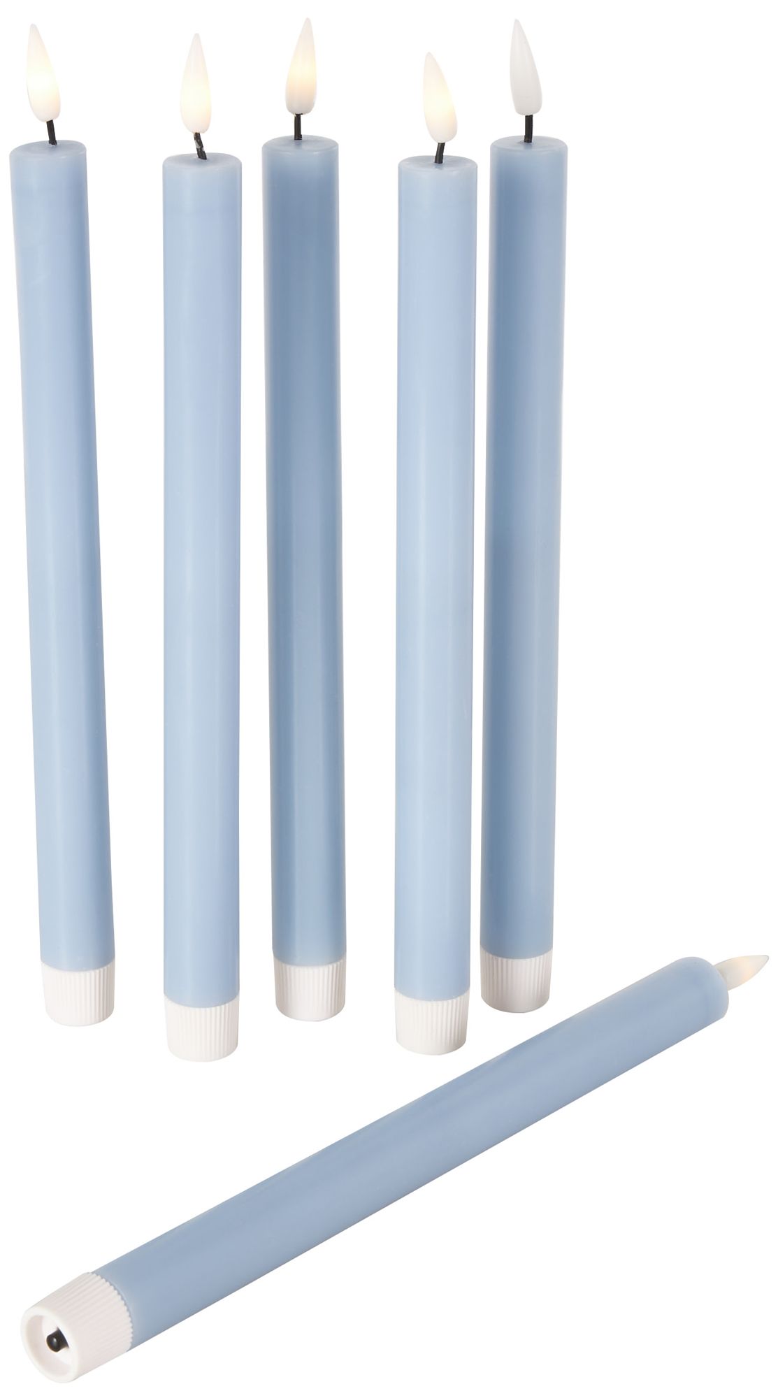 Image 6 Light Blue Wax Modern Flameless Candle, S/6 11"H more views