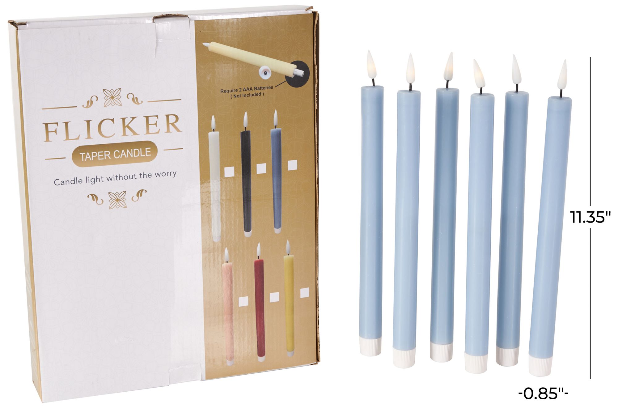 Image 7 Light Blue Wax Modern Flameless Candle, S/6 11"H more views