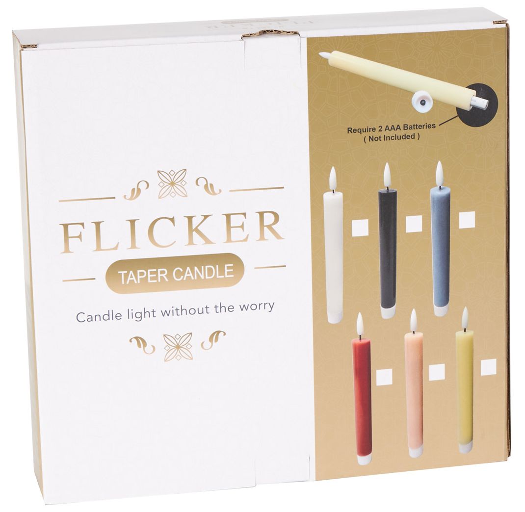 Image 2 Light Blue Wax Modern Flameless Candle, S/6 8"H more views