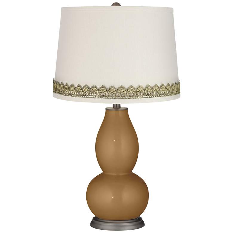 Image 1 Light Bronze Metallic Double Gourd Lamp with Scallop Lace Trim