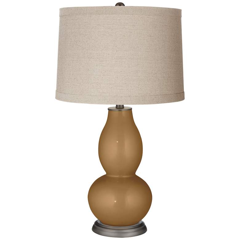 Image 1 Light Bronze Metallic Linen Drum Shade Double Gourd Table Lamp