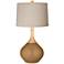 Light Bronze Metallic Natural Linen Drum Shade Wexler Table Lamp