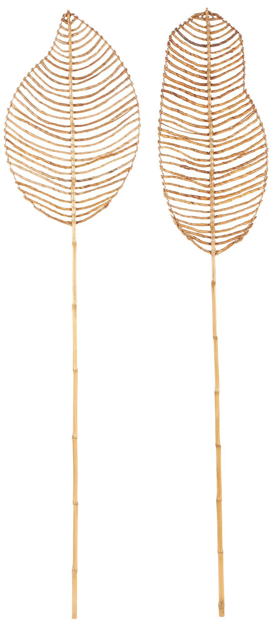 Image 5 Light Brown Bamboo Wood Natural Natural Foliage, S/2 14"W, 77"H more views