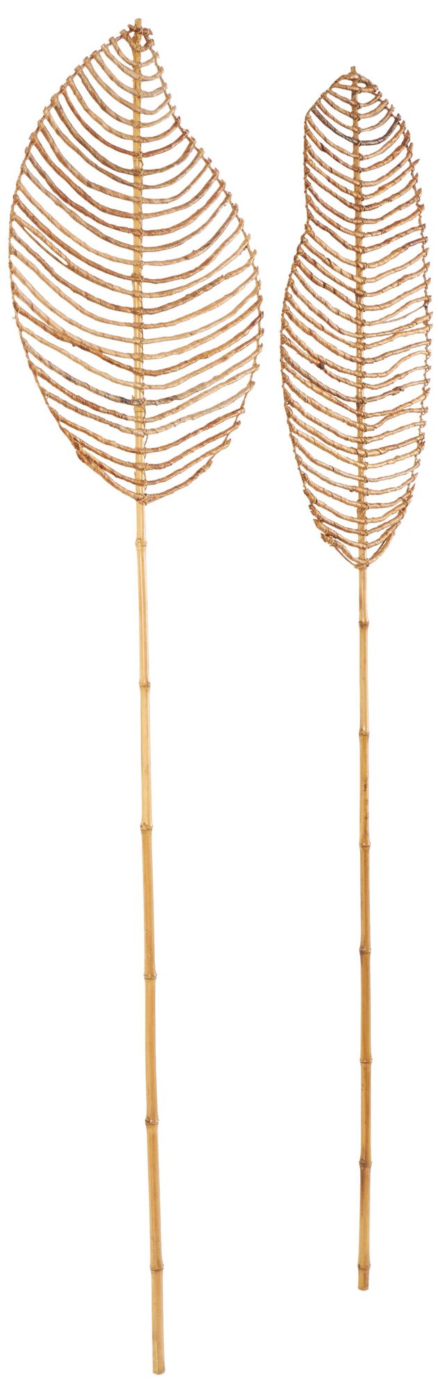 Image 6 Light Brown Bamboo Wood Natural Natural Foliage, S/2 14"W, 77"H more views