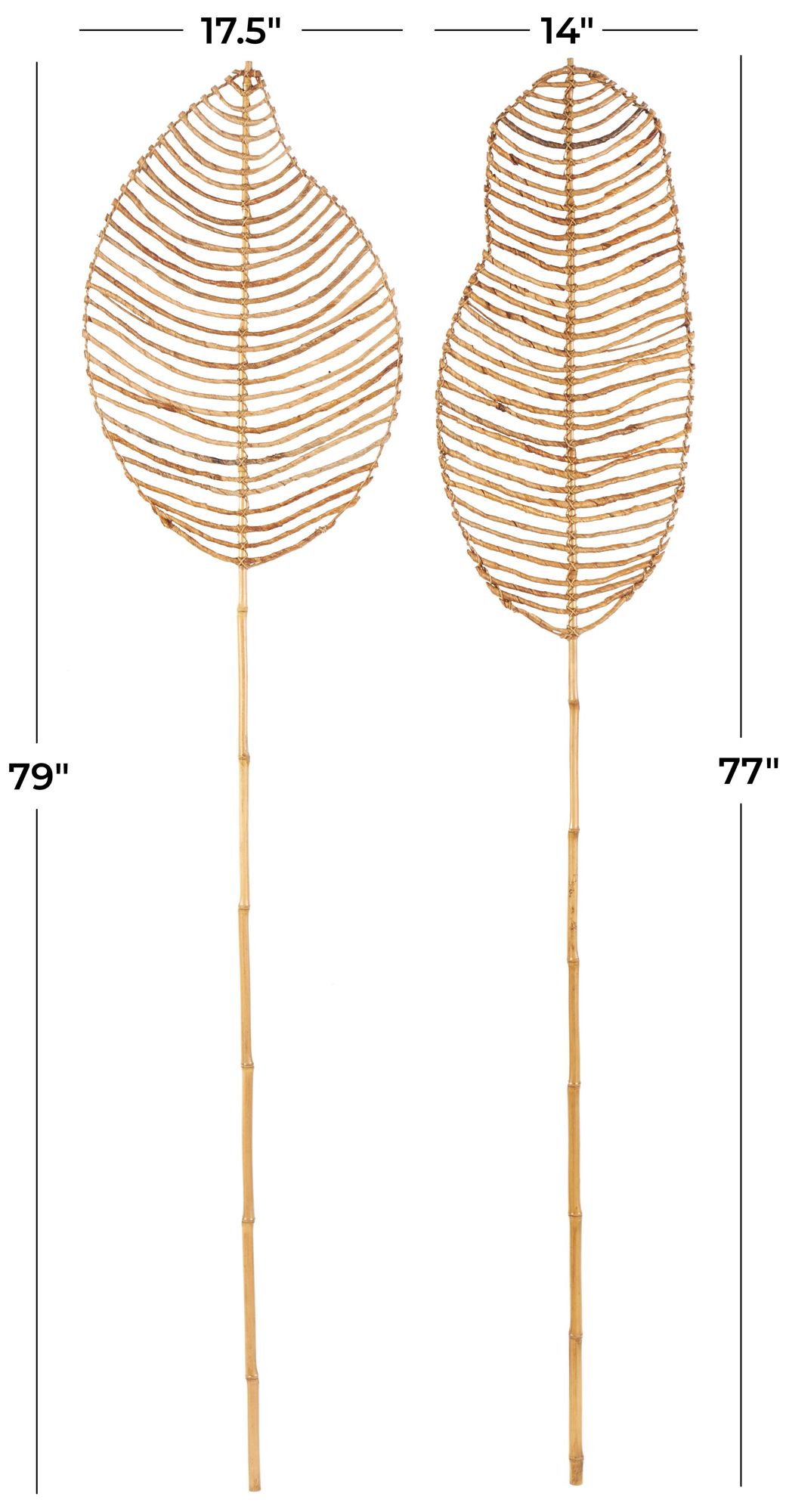 Image 7 Light Brown Bamboo Wood Natural Natural Foliage, S/2 14"W, 77"H more views