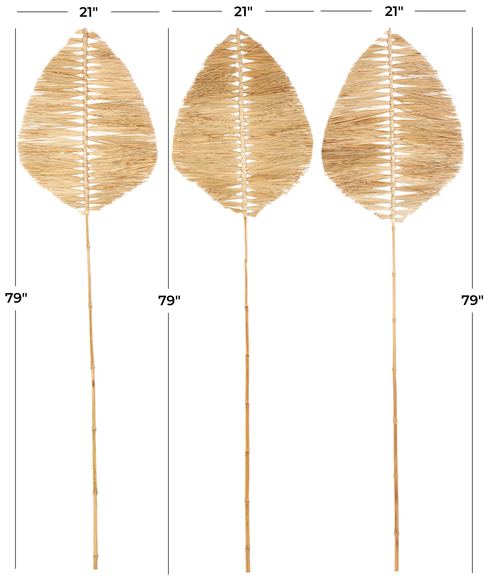 Image 7 Light Brown Bamboo Wood Natural Natural Foliage, S/3 21"W, 79"H more views