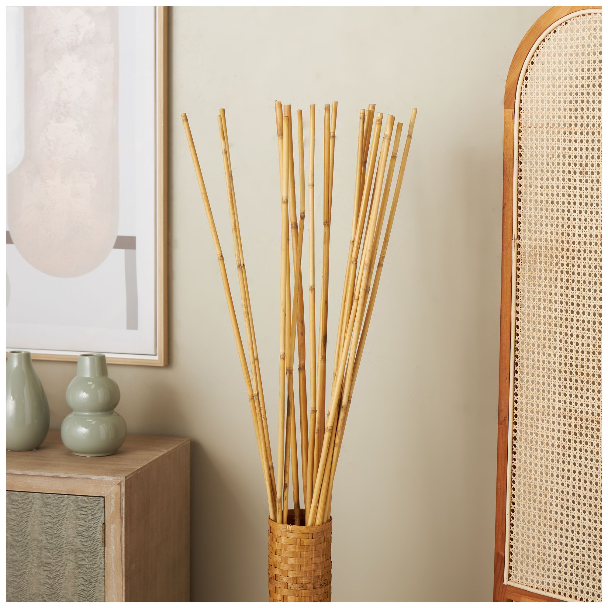 Image 4 Light Brown Bamboo Wood Traditional Natural Foliage, S/20 5"W, 58"H more views