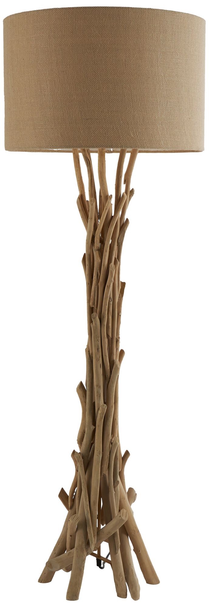 Light Brown Driftwood Rustic Floor Lamp, 22" x 22" x 62"