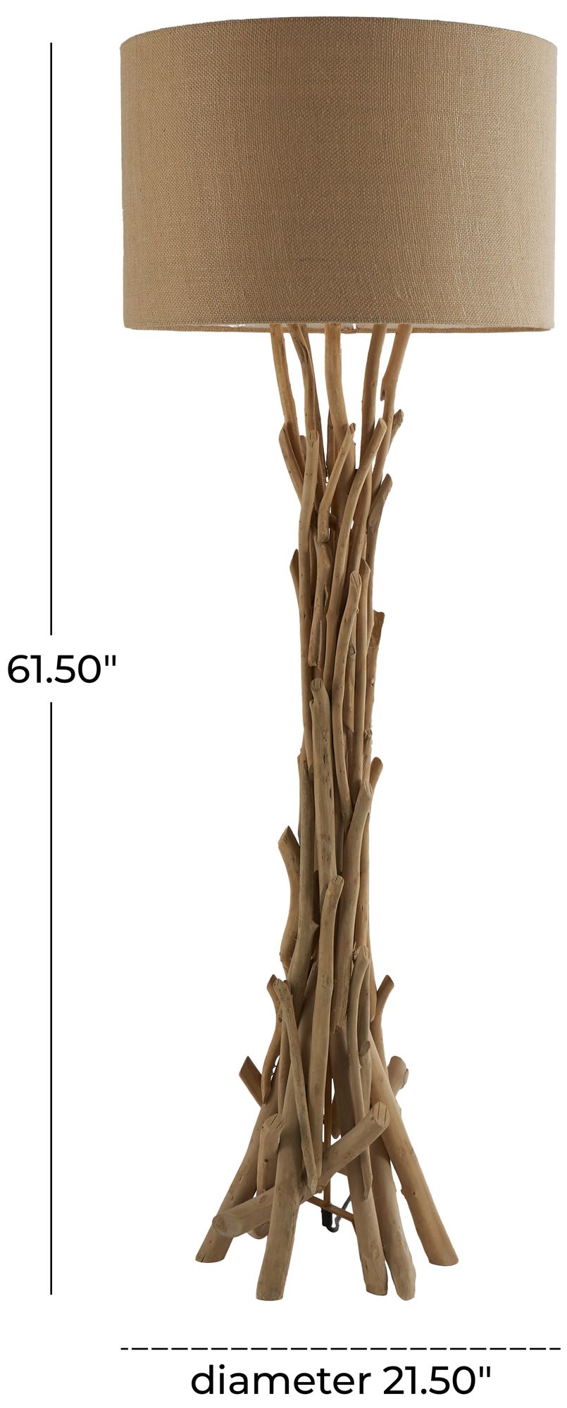 Image 7 Light Brown Driftwood Rustic Floor Lamp, 22" x 22" x 62" more views