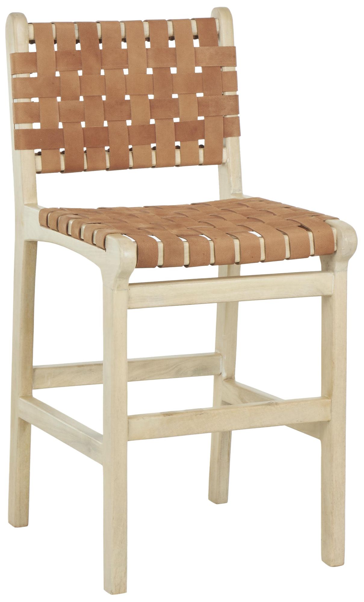 Image 2 Light Brown Mango Wood Bohemian Bar Stool, 18" x 22" x 39"