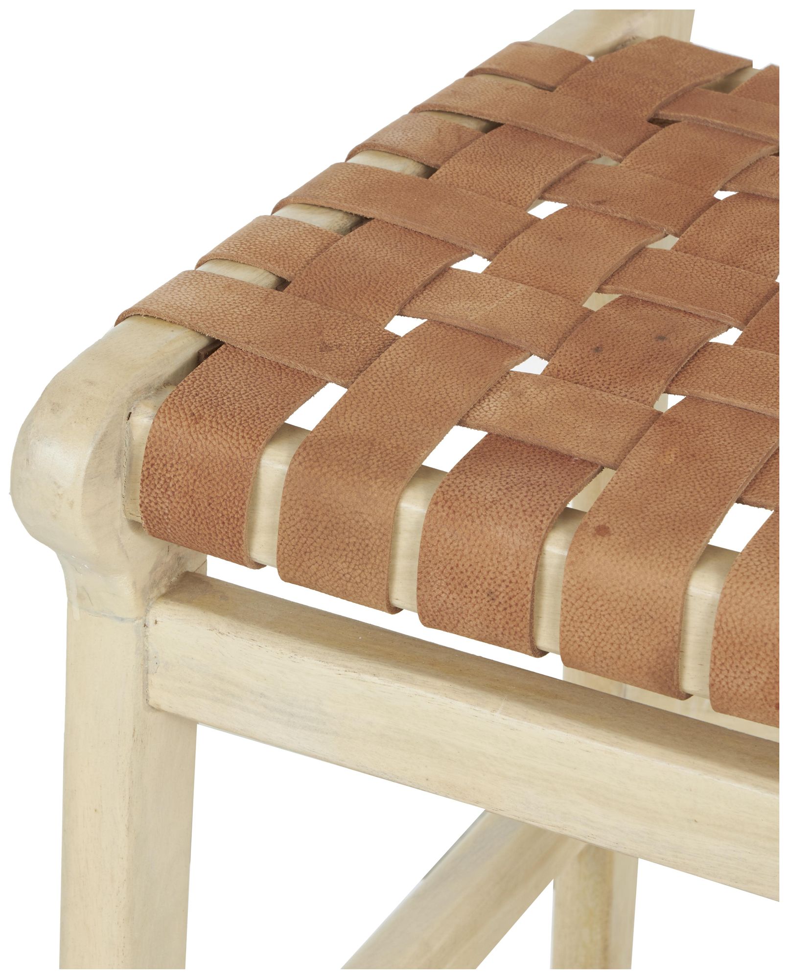 Image 3 Light Brown Mango Wood Bohemian Bar Stool, 18" x 22" x 39" more views