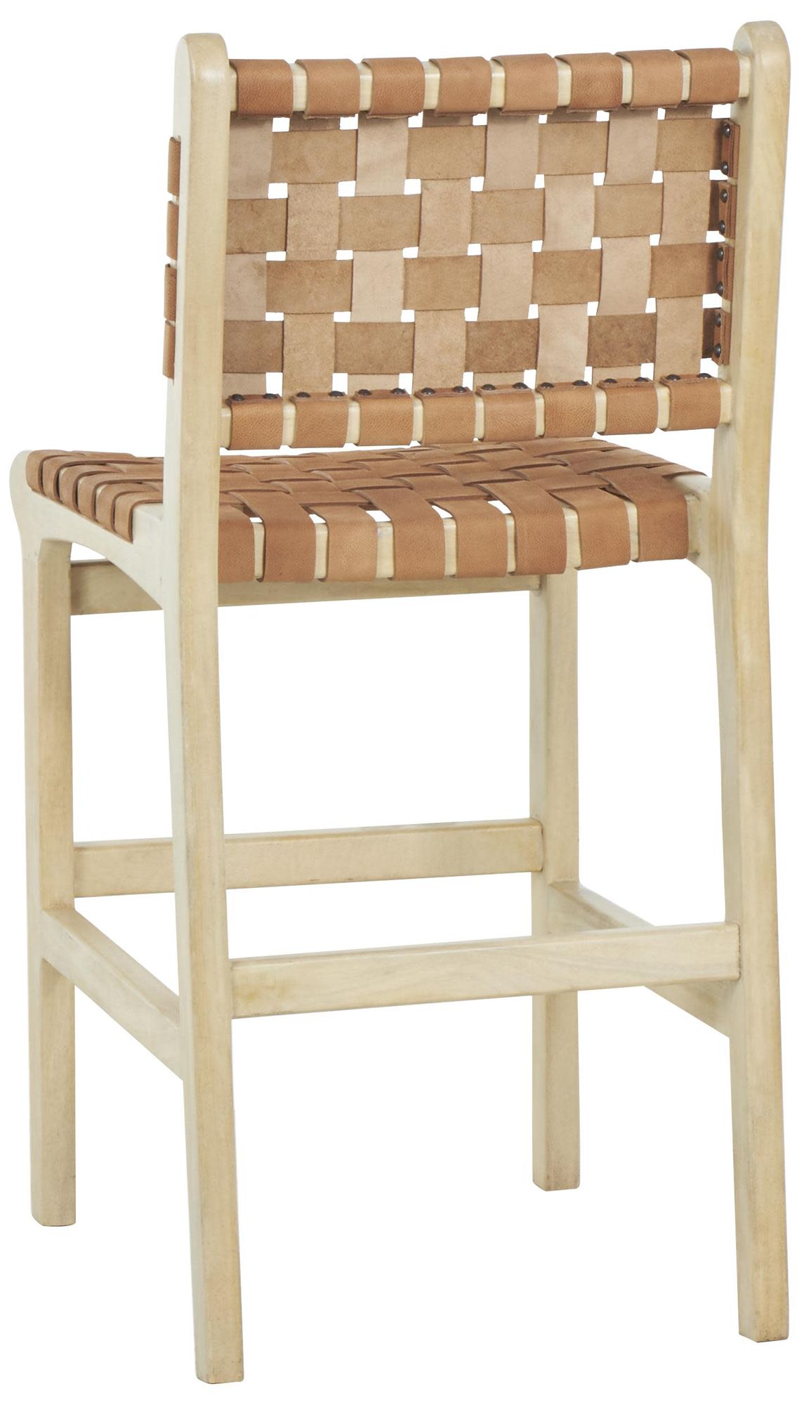 Image 5 Light Brown Mango Wood Bohemian Bar Stool, 18" x 22" x 39" more views