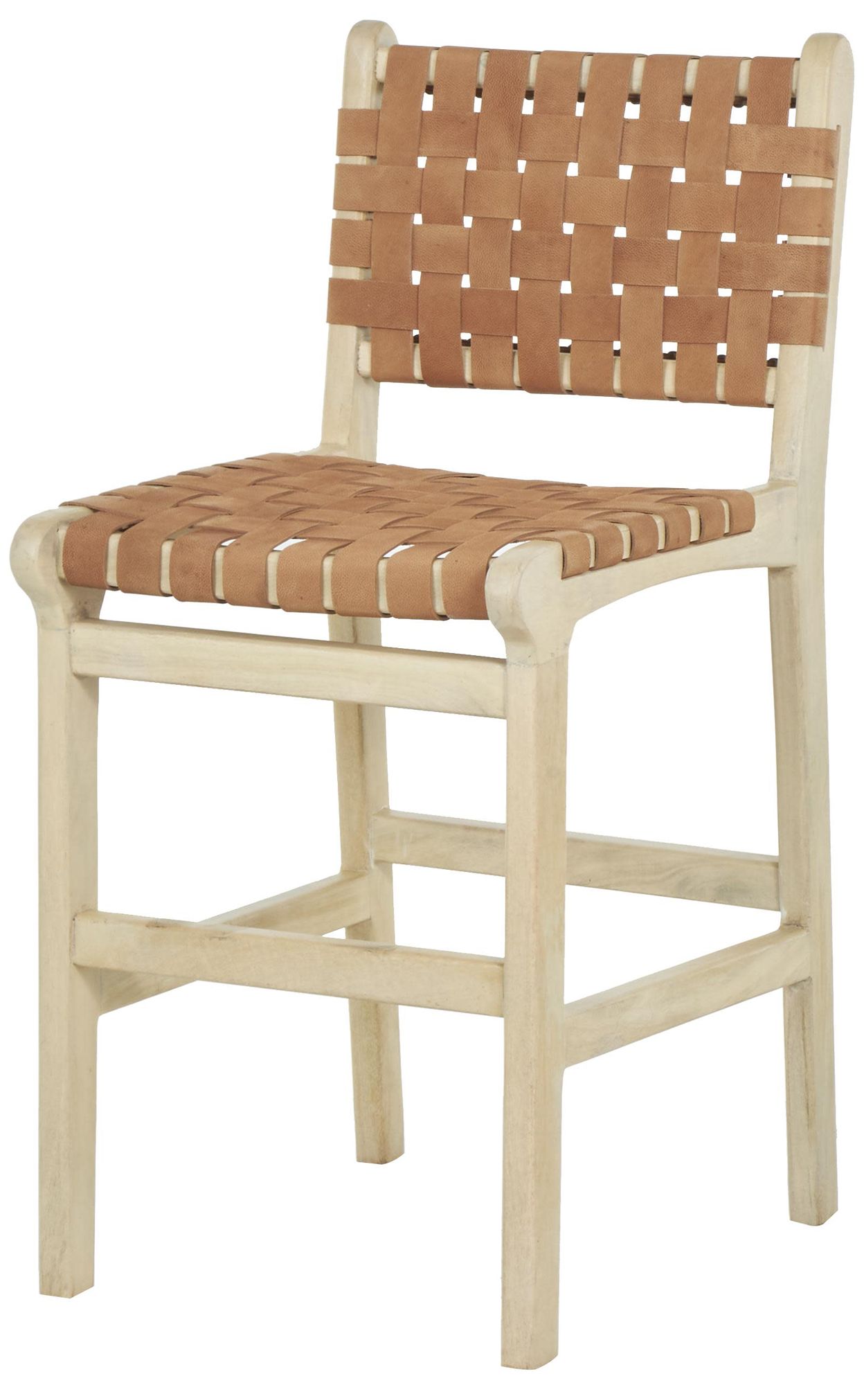 Image 6 Light Brown Mango Wood Bohemian Bar Stool, 18" x 22" x 39" more views