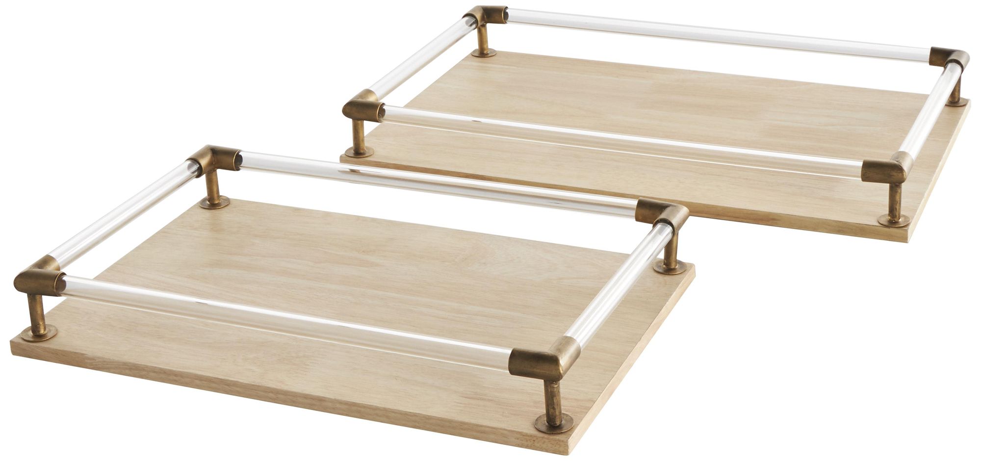 Light Brown Mango Wood Natural Tray, S/2 19", 17"W