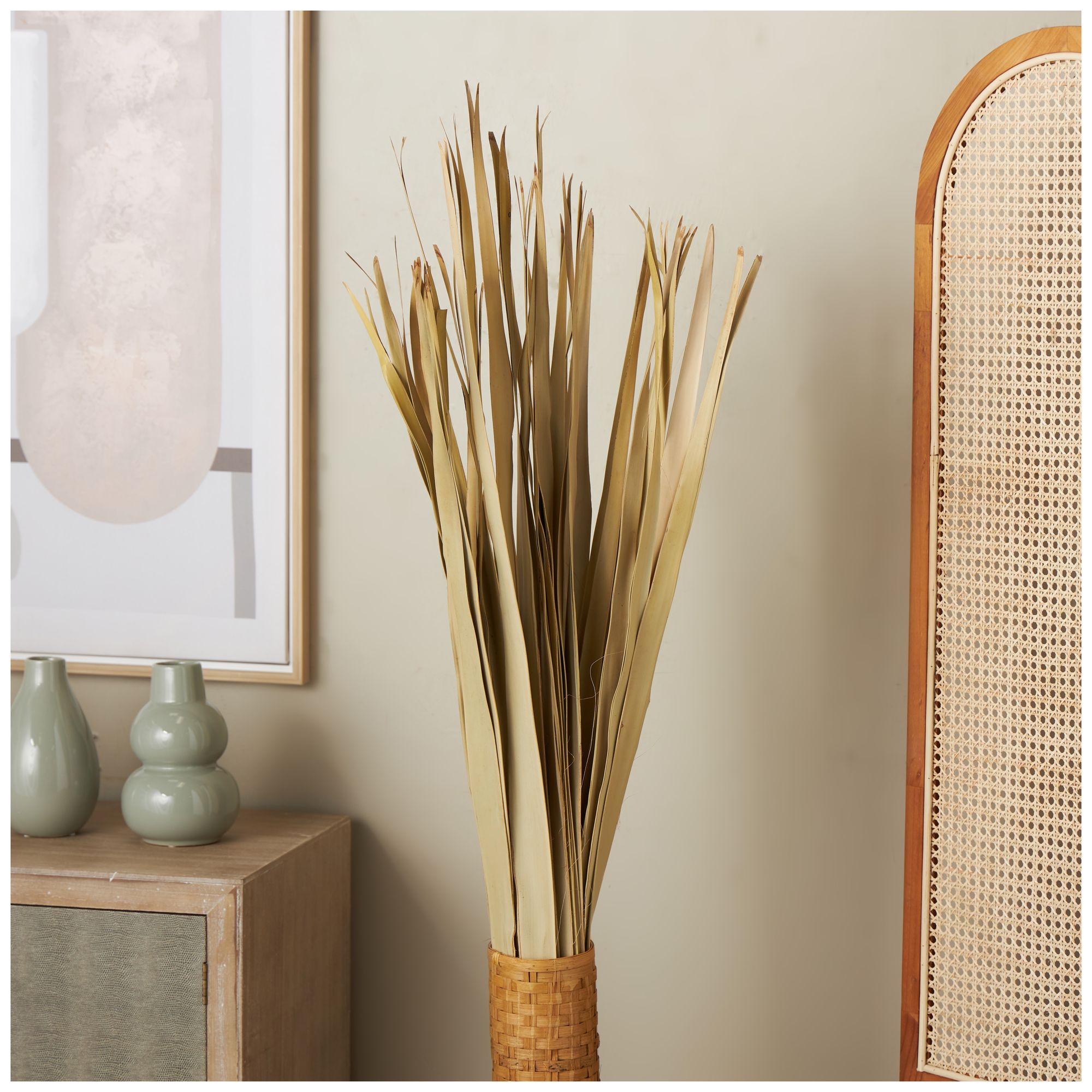 Image 4 Light Brown Palm Leaf Modern Natural Foliage, 5" x 5" x 58" more views