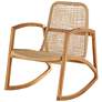 Light Brown Plastic Rattan Handmade Woven Accent Chair, 24" x 24" x 34"