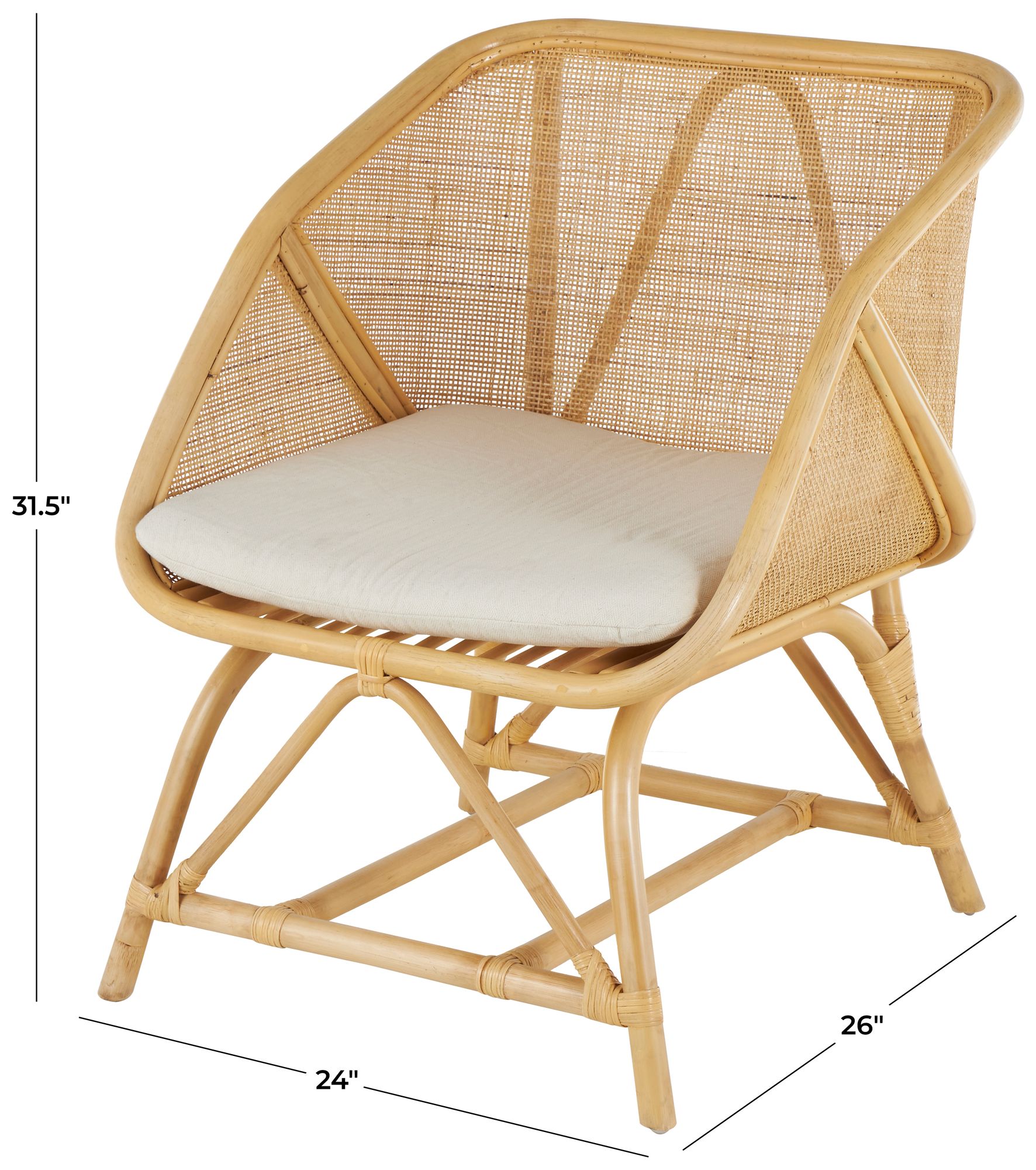 Image 7 Light Brown Rattan Traditional Accent Chair, 24" x 26" x 32" more views