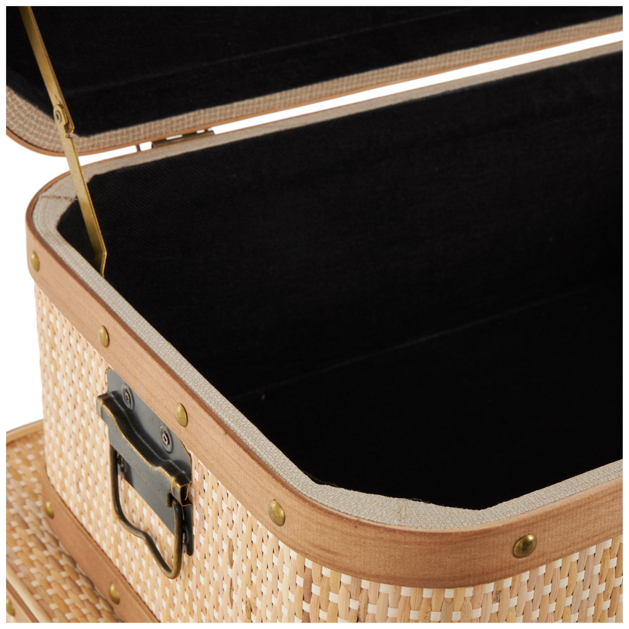 Image 3 Light Brown Rattan Traditional Trunk, S/3 28", 26", 23"W more views