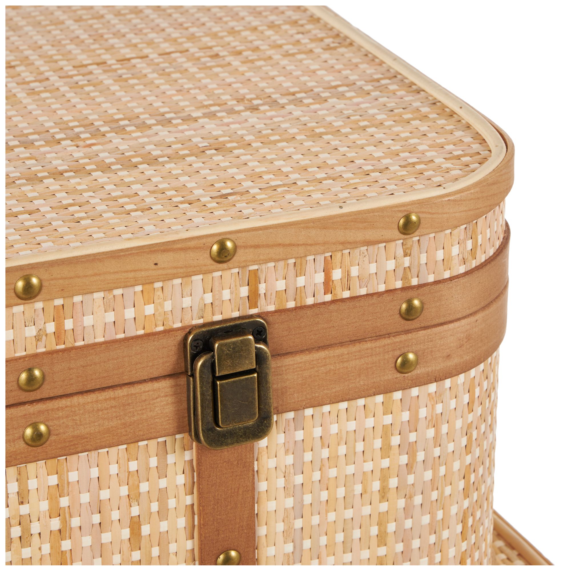 Image 4 Light Brown Rattan Traditional Trunk, S/3 28", 26", 23"W more views