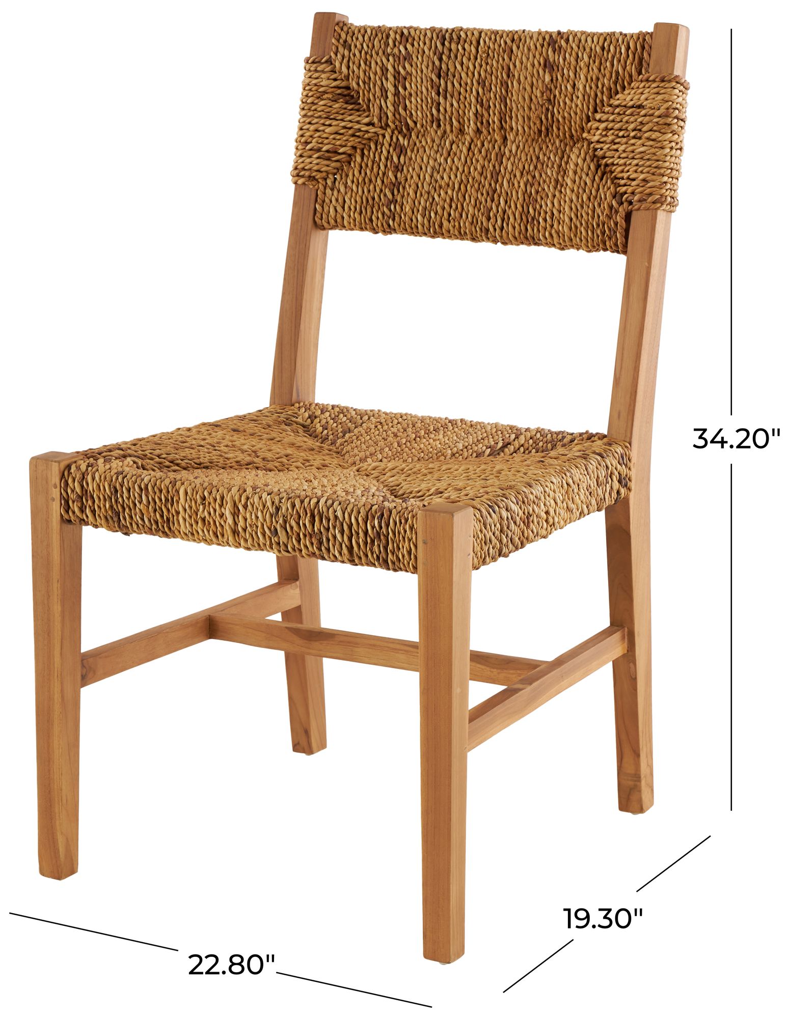 Image 7 Light Brown Teak Wood Bohemian Accent Chair, S/2 19"W, 34"H more views