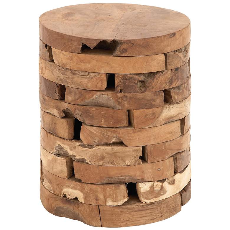 Image 1 Light Brown Teak Wood Contemporary Accent Table, 14" x 14" x 18"