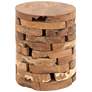 Light Brown Teak Wood Contemporary Accent Table, 14" x 14" x 18"