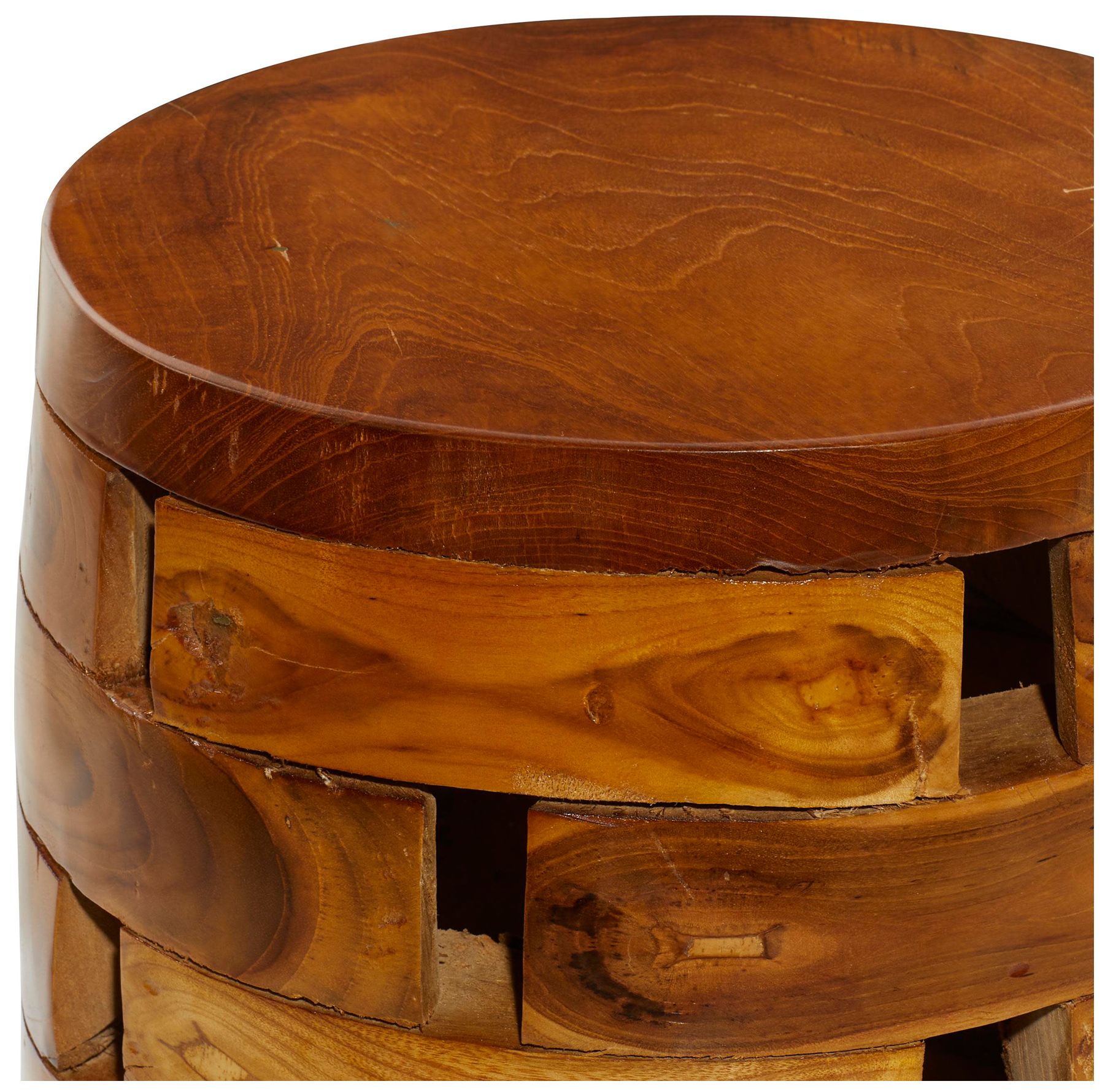 Image 2 Light Brown Teak Wood Contemporary Accent Table, 14" x 14" x 18" more views