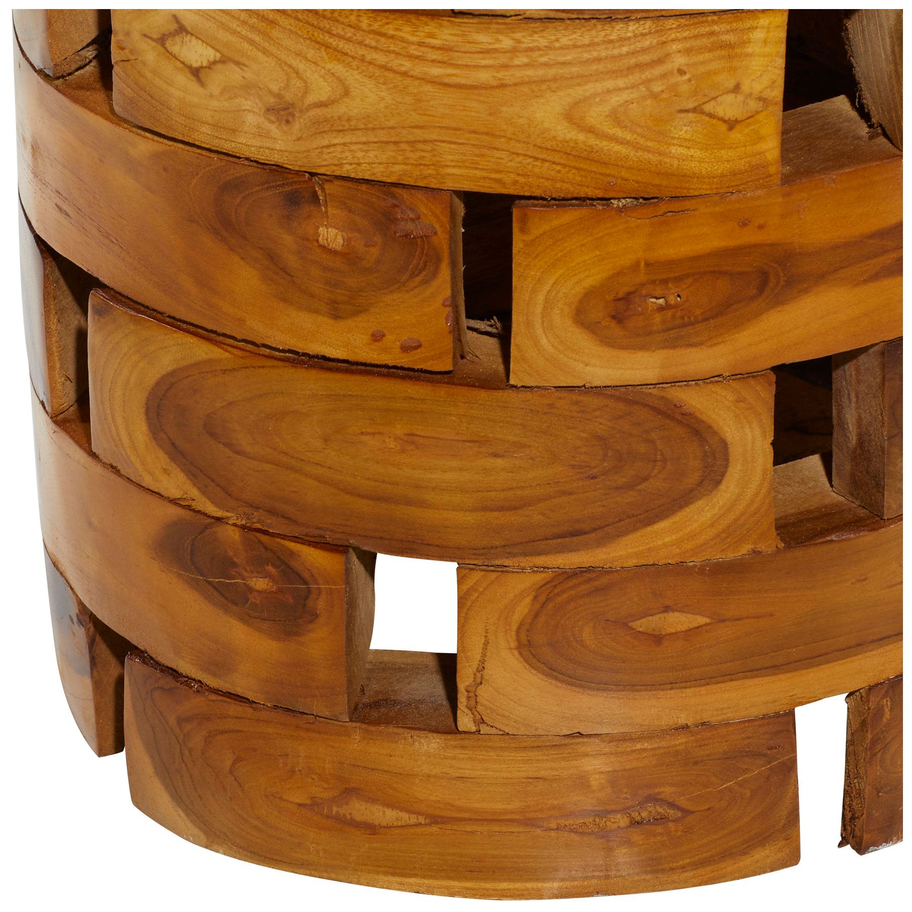 Image 3 Light Brown Teak Wood Contemporary Accent Table, 14" x 14" x 18" more views
