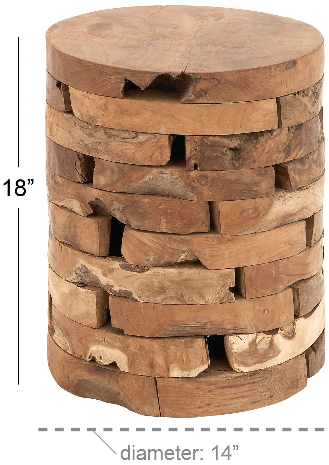 Image 7 Light Brown Teak Wood Contemporary Accent Table, 14" x 14" x 18" more views