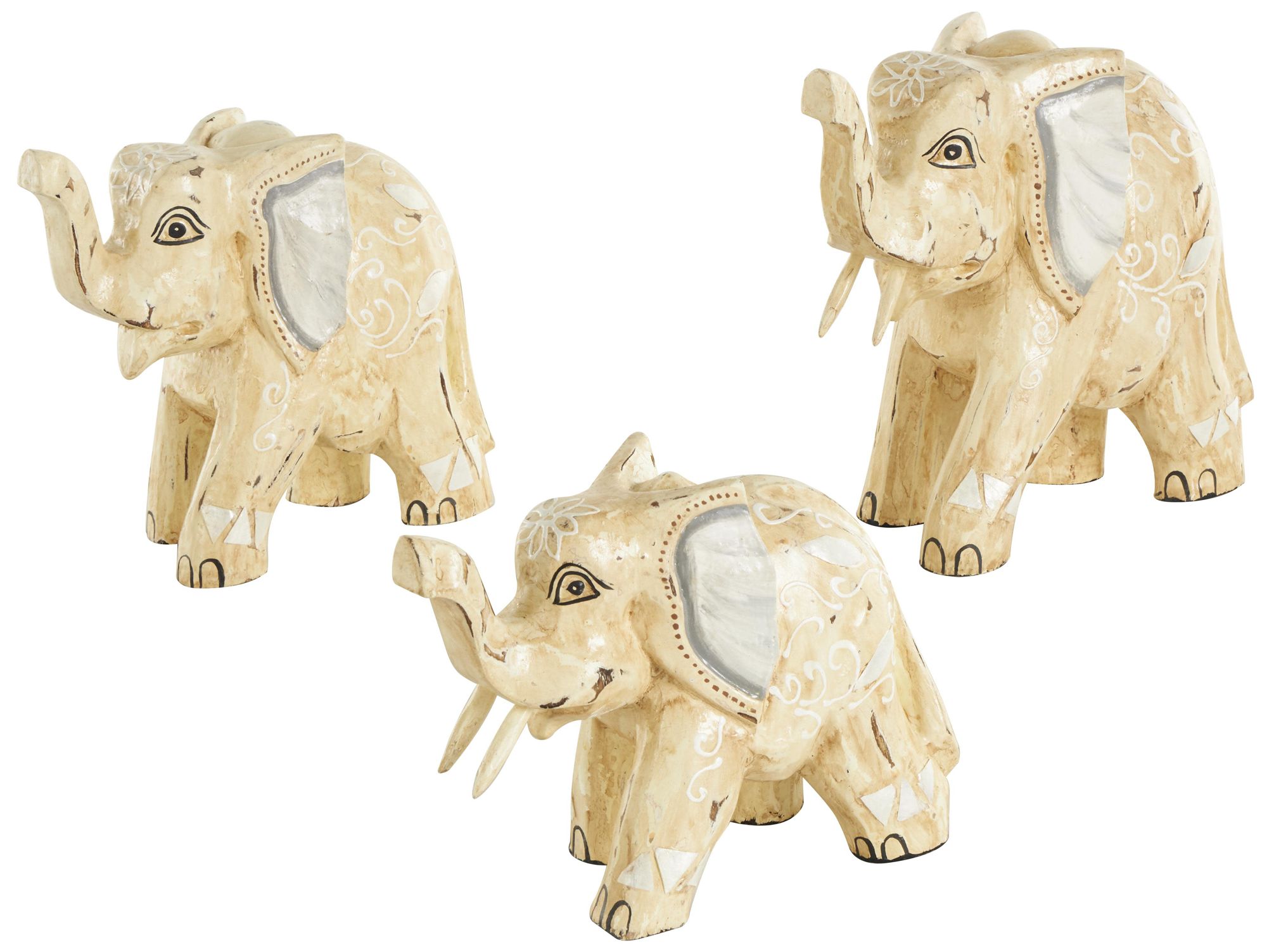 Image 2 Light Brown Wood Eclectic Sculpture, S/3 9", 8", 6"H