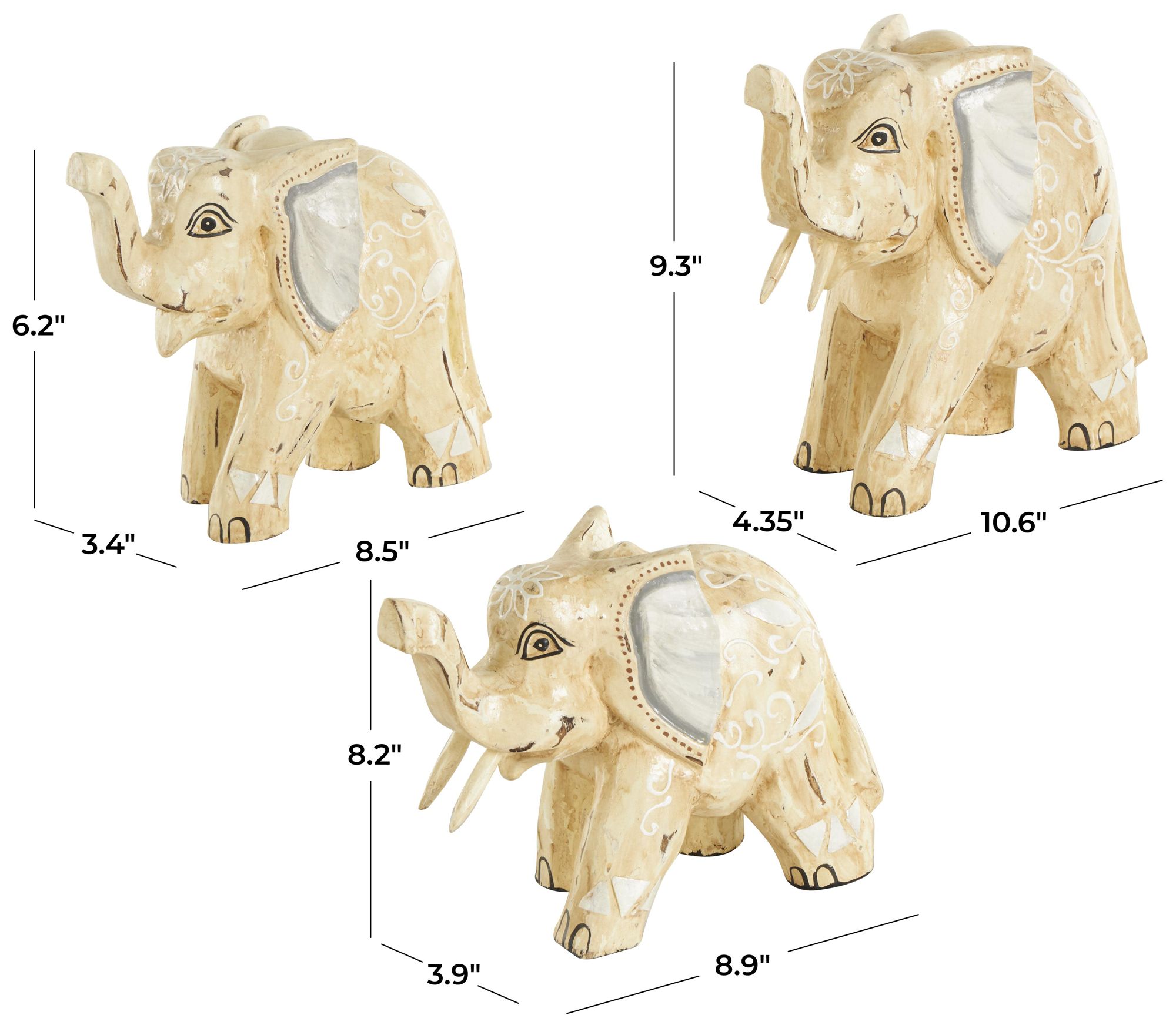 Image 7 Light Brown Wood Eclectic Sculpture, S/3 9", 8", 6"H more views