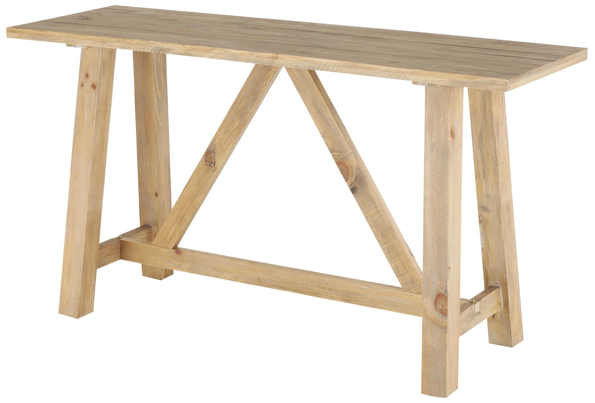 Image 5 Light Brown Wood Farmhouse Console Table, 59" x 19" x 32" more views