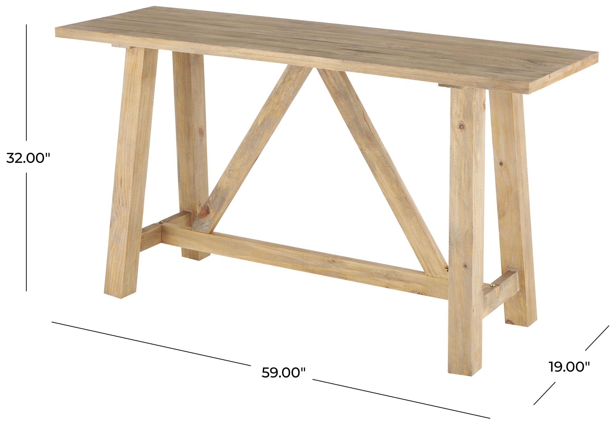 Image 7 Light Brown Wood Farmhouse Console Table, 59" x 19" x 32" more views