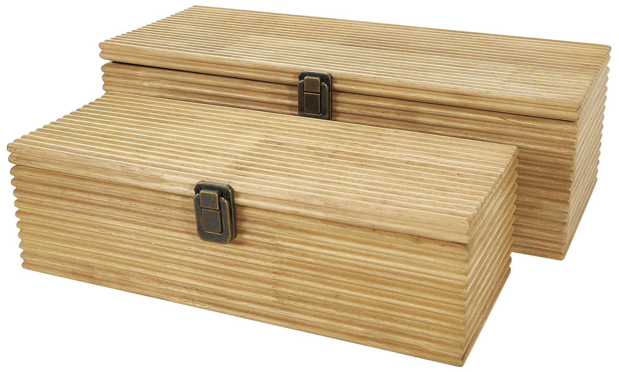 Image 6 Light Brown Wood Modern Box, S/2 19", 16"W more views