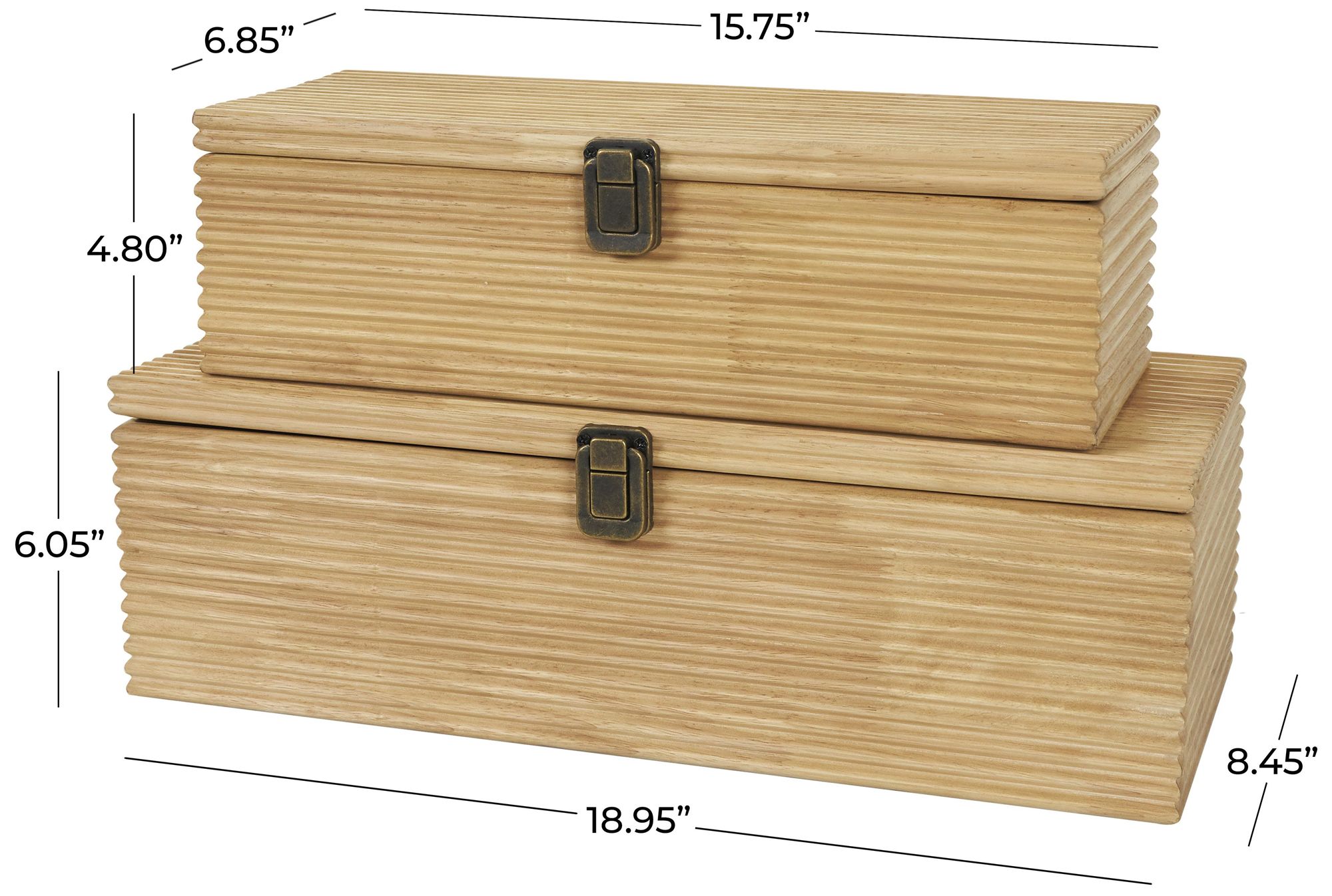 Image 7 Light Brown Wood Modern Box, S/2 19", 16"W more views