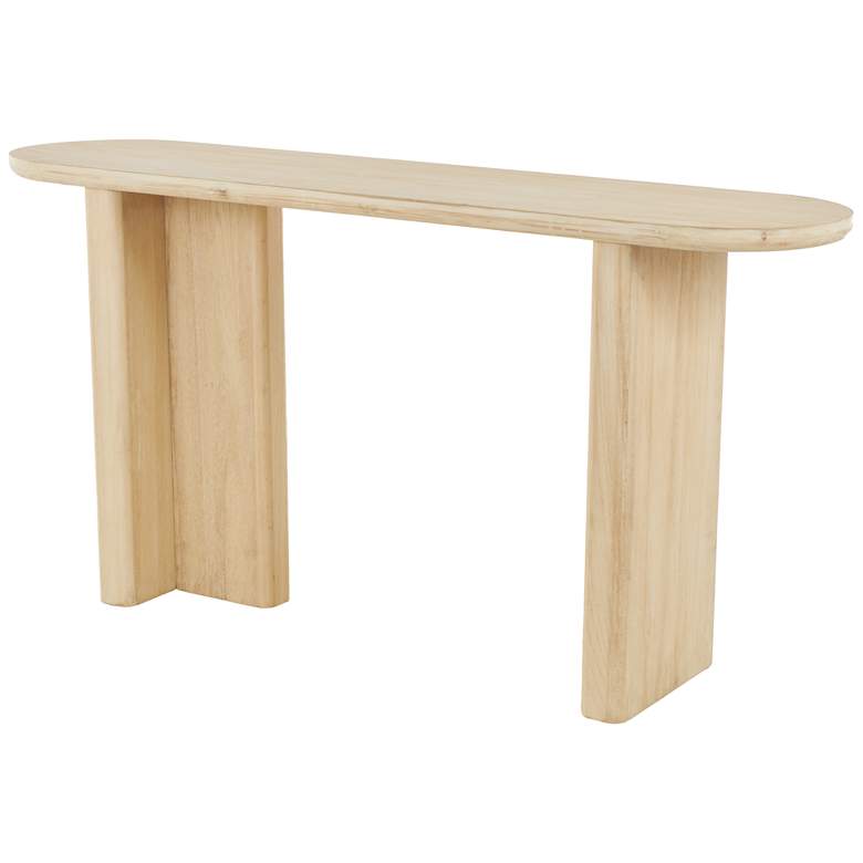 Image 1 Light Brown Wood Modern Console Table, 63" x 16" x 32"