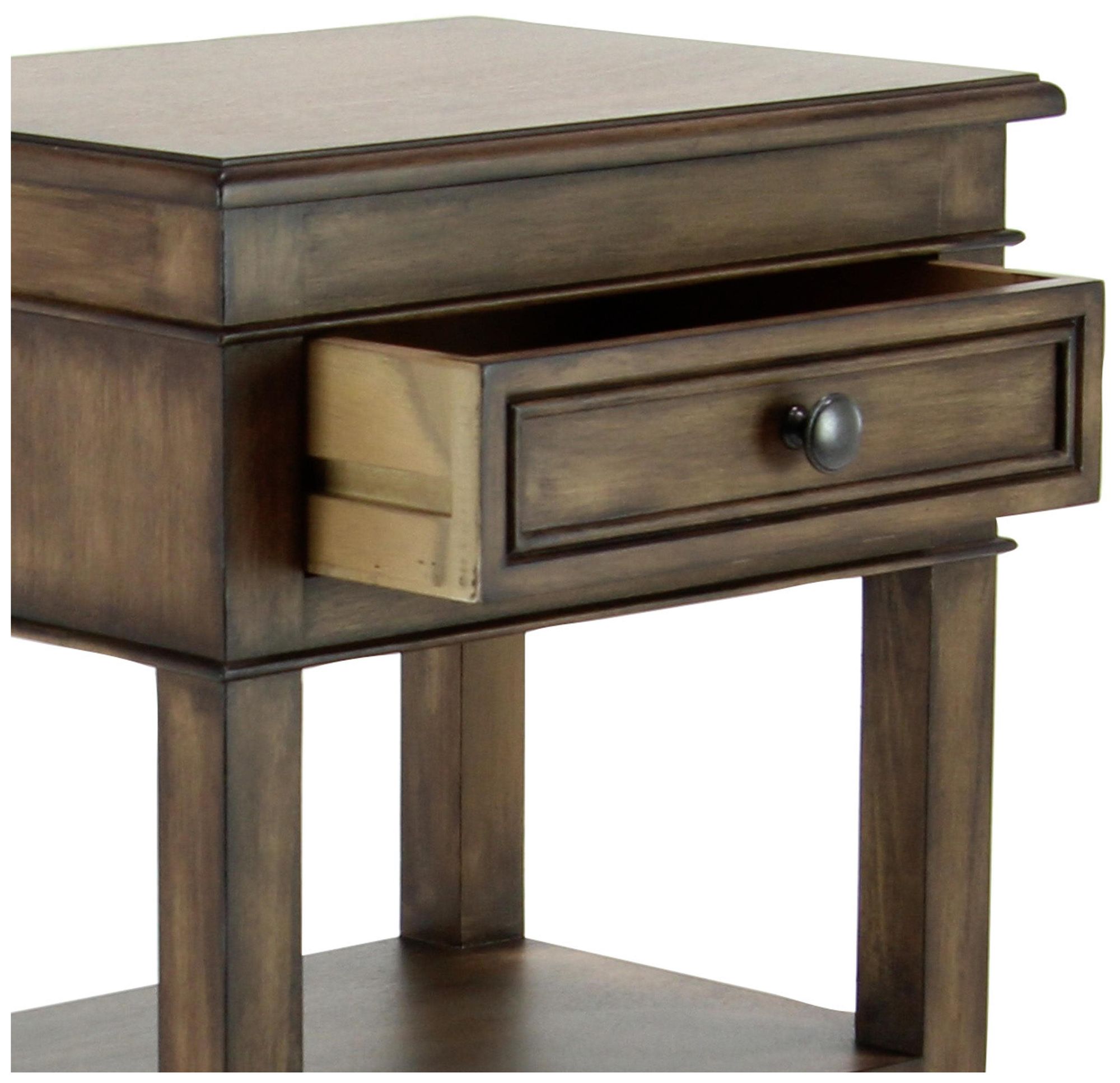 Image 3 Light Brown Wood Traditional Accent Table, 16" x 12" x 29" more views
