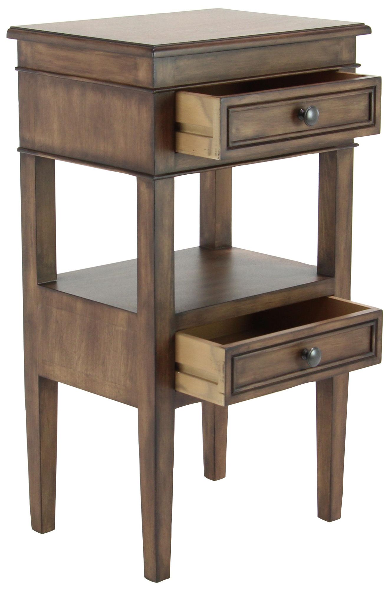 Image 6 Light Brown Wood Traditional Accent Table, 16" x 12" x 29" more views