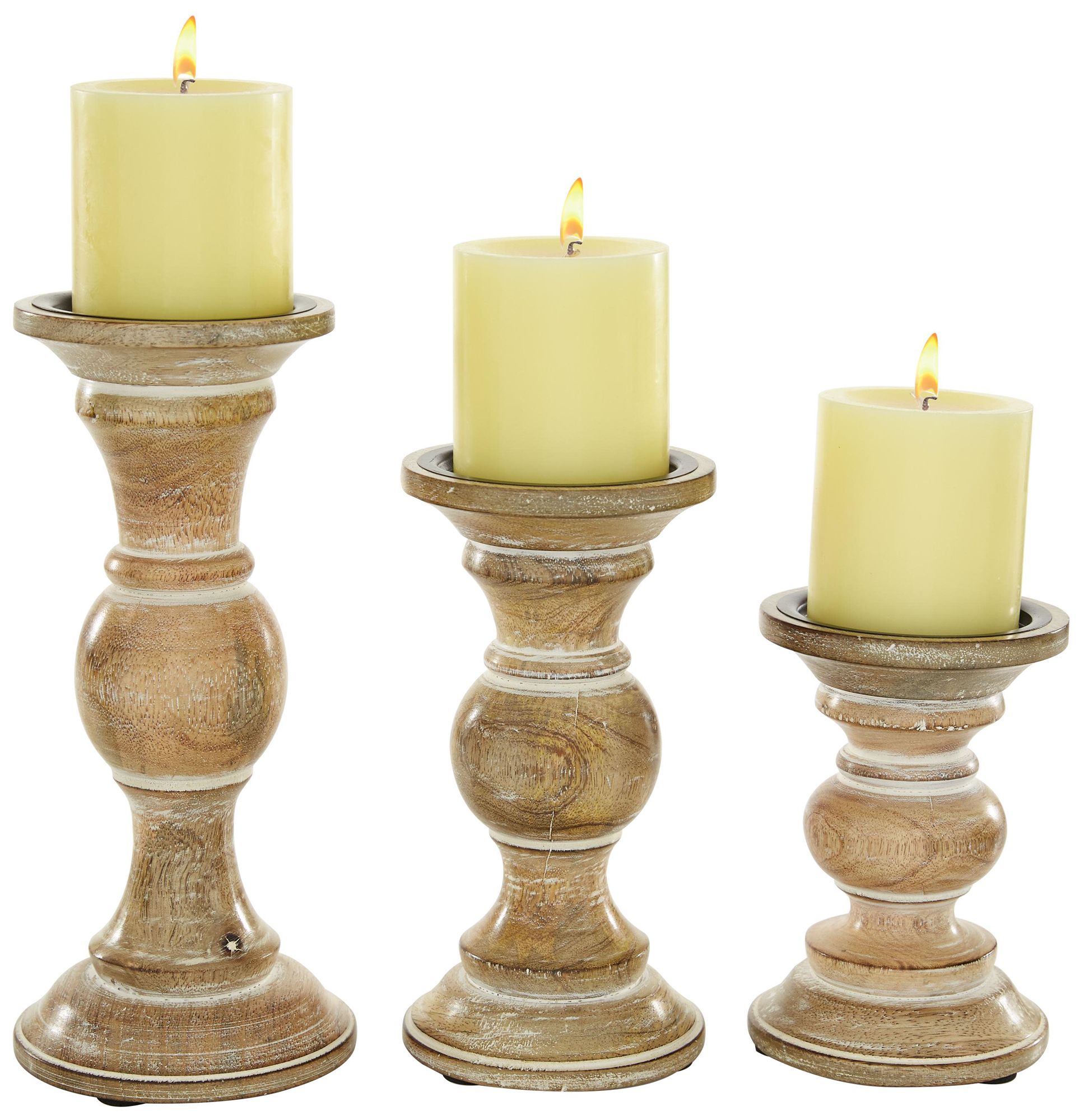 Image 2 Light Brown Wood Traditional Candle Hold